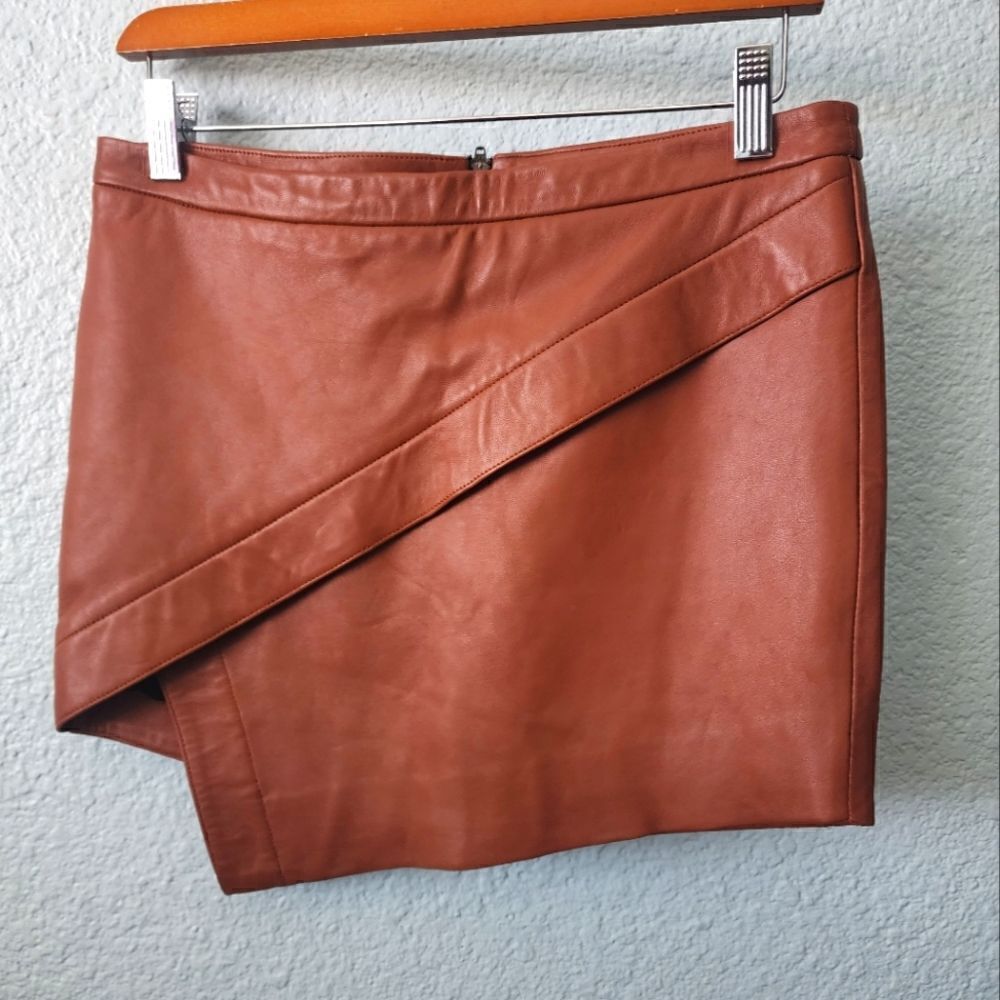 Mason leather shirt asymmetrical hem lined back zip